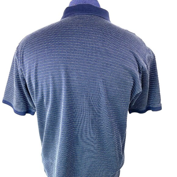 Hart Schaffner Marx Men’s Navy Patterned Polo Shirt 100% Cotton Made in Korea L - Picture 6 of 9